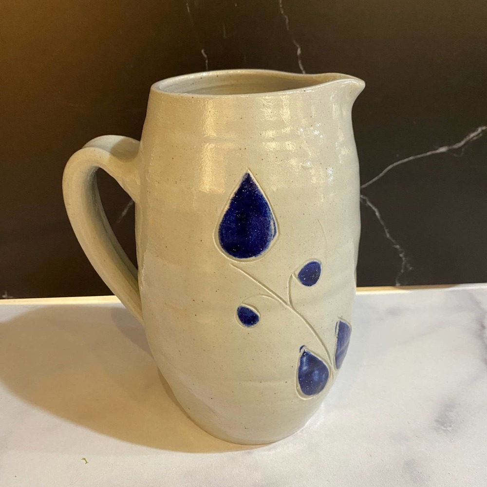 Williamsburg pottery water pitcher 6 1/2” tall